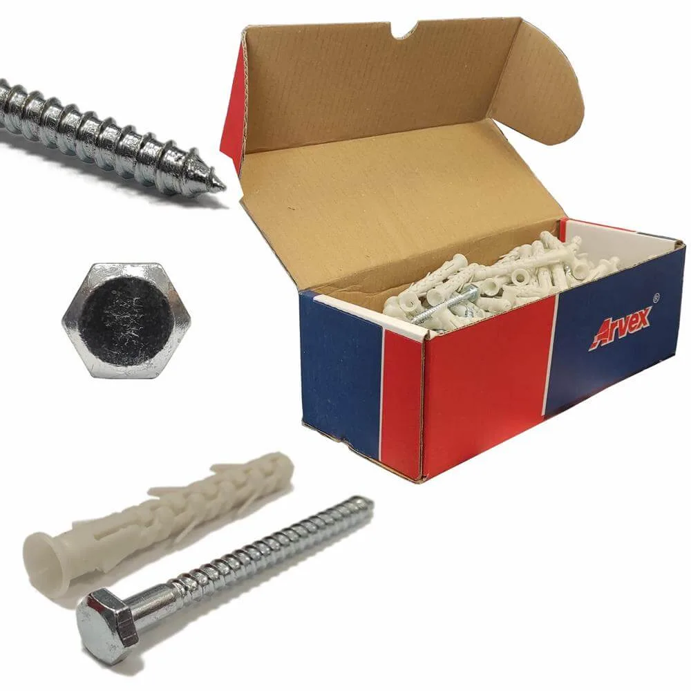 ARL 10/135 100szt 10x135 kołek ramowym wkręt łeb sześciokątny, długa strefa do murów otworowych
