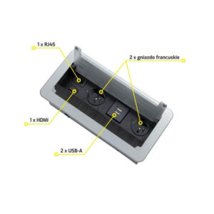 INBOX srebrny 2x gniazdo FR, 2xUSB, 1xRJ45, 1xHDMI - obrazek 10