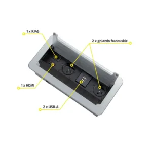 INBOX srebrny 2x gniazdo FR, 2xUSB, 1xRJ45, 1xHDMI - obrazek 10