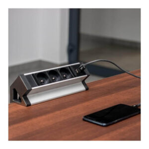 DESK BOX aluminium, 3 x gniazdo FR, 2 x USB typ A, - obrazek 3