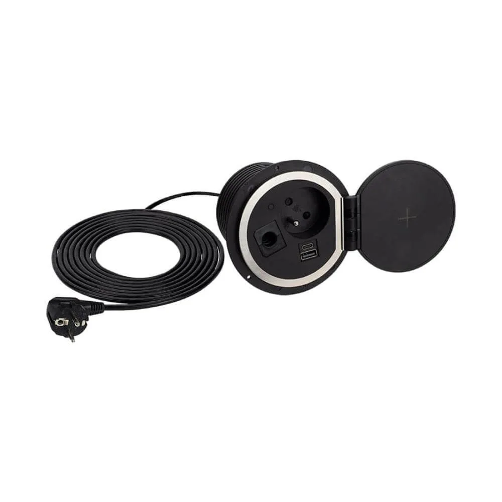 SAMBO BOX, czarny, 1 x gniazdo FR, 1 x USB typ A,
