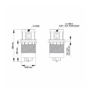 MULTI BOX, czarny, 4 x gniazdo SCHUKO, 2 x USB typ - obrazek 5