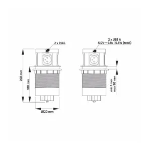 MULTI BOX, czarny, 4 x gniazdo SCHUKO, 2 x USB typ - obrazek 5