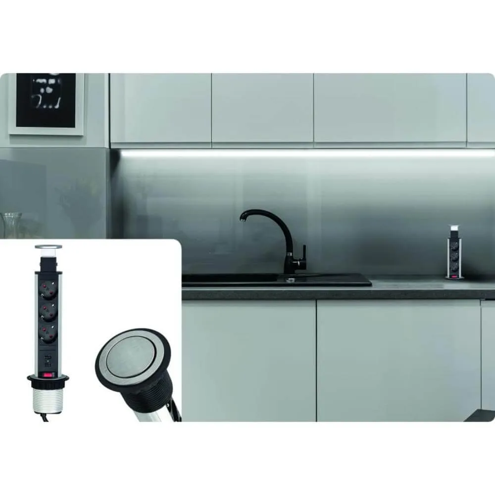 LIFT BOX aluminium fi60mm, 3x gniazdo z bolcem, pr