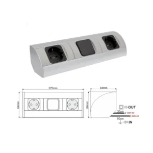 CORNER BOX aluminium 2x gniazdo Schuco + 1 x Wyłąc - obrazek 2