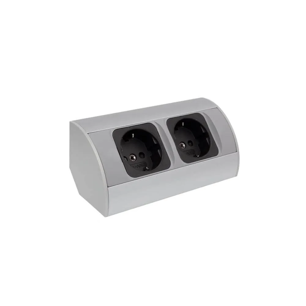 CORNER BOX aluminium 2x gniazdo Schuko