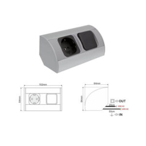 CORNER BOX aluminium 1x gniazdo Schuko + 1 x Wyłąc - obrazek 3