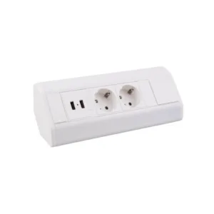 CORNER BOX BIAŁY 2x gniazdo schuco + 2xUSB, przewó