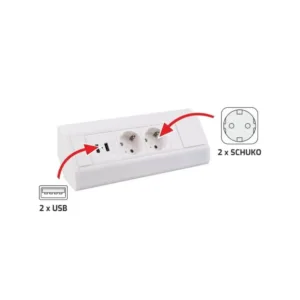 CORNER BOX BIAŁY 2x gniazdo schuco + 2xUSB, przewó - obrazek 2