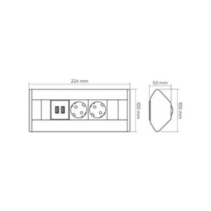 CORNER BOX BIAŁY 2x gniazdo schuco + 2xUSB, przewó - obrazek 3