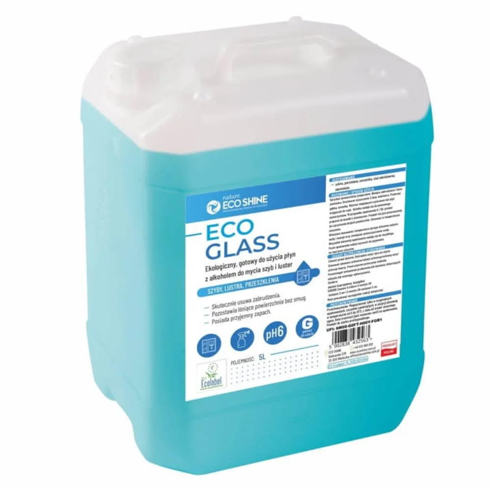 ECO GLASS 5L Ekologiczny płyn z alkoholem do mycia szyb i luster (EU ECOLABEL)