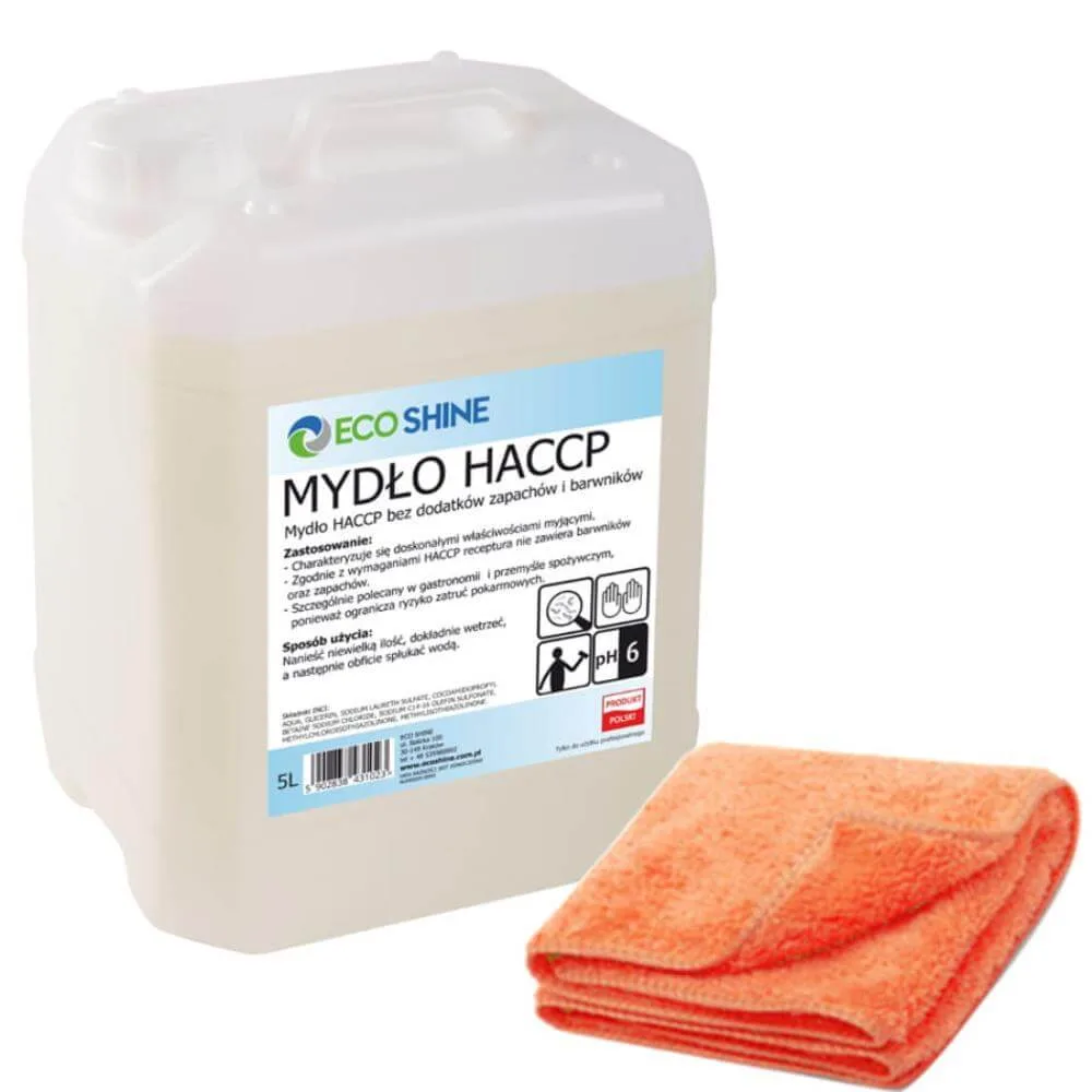 MYDŁO W PŁYNIE HACCP 5L TE-CH + mikrofaza 30x30