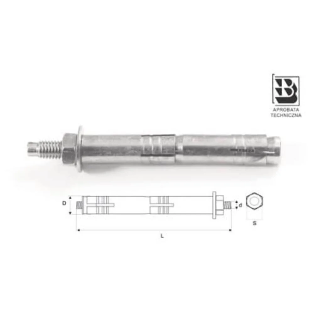 KOTWA 2-ROZPOROWA SŁR 12/M8x120 1szt (op30) STALCO