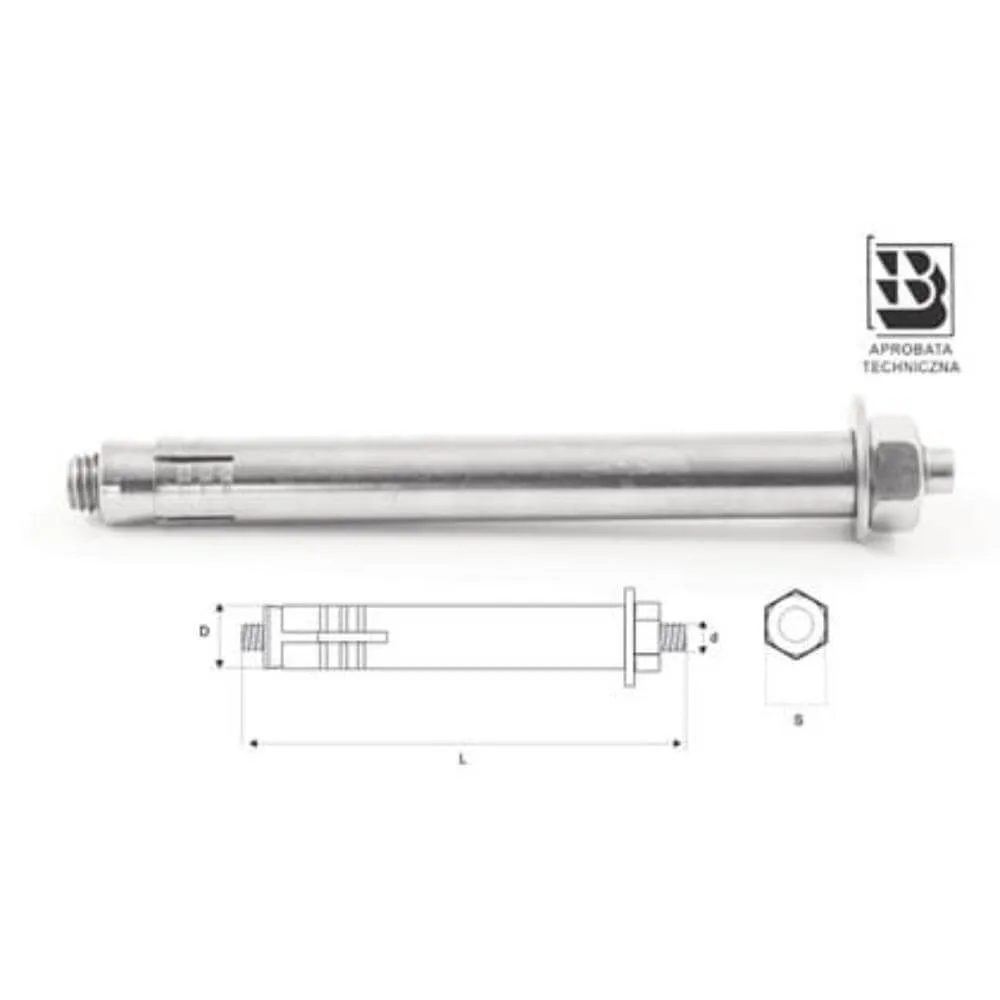 KOTWA 1-ROZPOROWA SŁR 14/M10x120 1szt (op20) STALCO