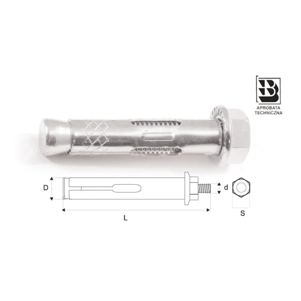 ŁSI-10x100 KOTWA STALOWA STALCO 10/M8x100 100szt (paczka 50x2)