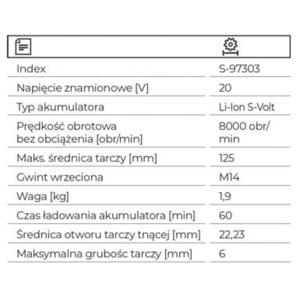 97301 ZESTAW Szlifierka kątowa AGS20-125BL +dwa akumulatory 4Ah, ładowarka, walizka