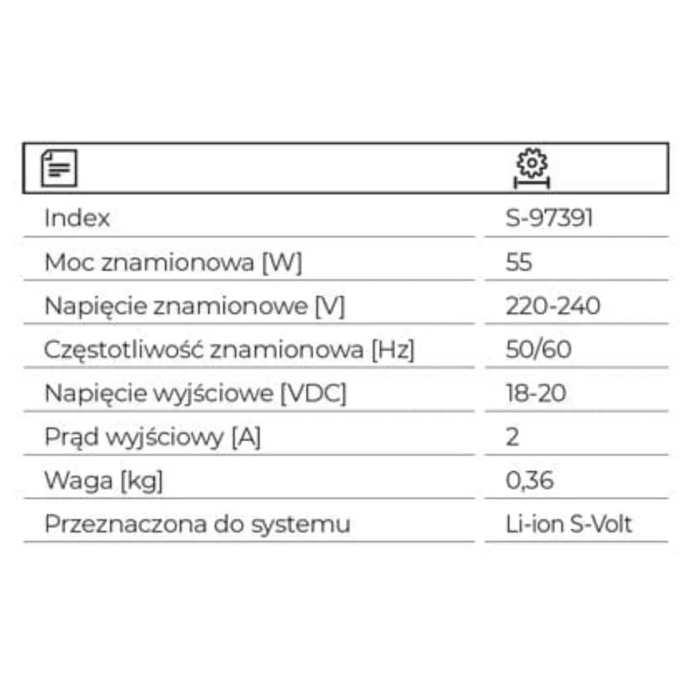 97391 ŁADOWARKA 2A 20V 55W BCS20-2A STALCO S-VOLT