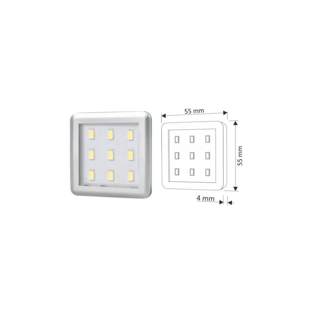 SQUARE 3 oprawa LED, 2,5W 12VDC 9pkt, ZIMNA kwadra
