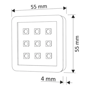 SQUARE 2 oprawa LED RGB, 2,0W 12VDC 9pkt, ramka al - obrazek 2