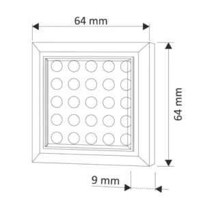 SQUARE XL oprawa LED, 2,0W 12VDC 25pkt, ZIMNA kwad - obrazek 2