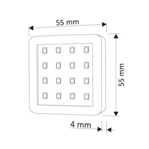 SQUARE 2 BIAŁY, 1,5W 12VDC 16pkt, CIEPŁA kwadratow - obrazek 2