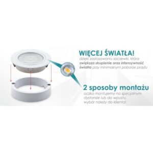 OVAL LED z dystansem 12VDC, 2,0W aluminium, Neutra - obrazek 3
