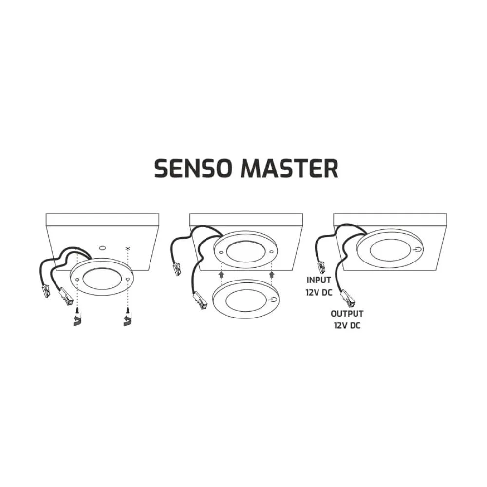 SENSO MASTER 12VDC, 2,5W aluminium, 3000K, 2m prze