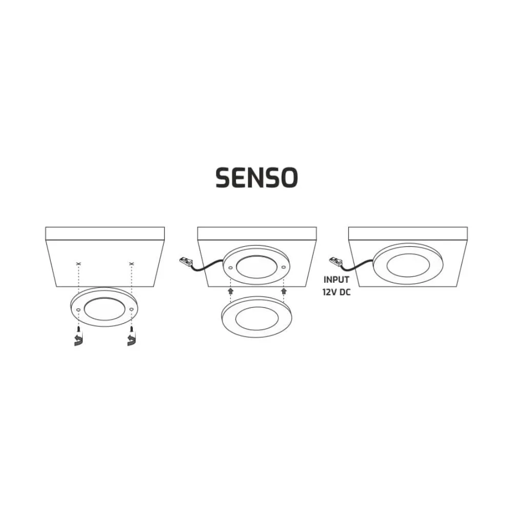 SENSO 12VDC, 2,5W aluminium, 6000K, 2m przew. wej