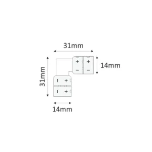 Mikrokonektor 10mm kształt L do łączenia 2 taśm le - obrazek 2