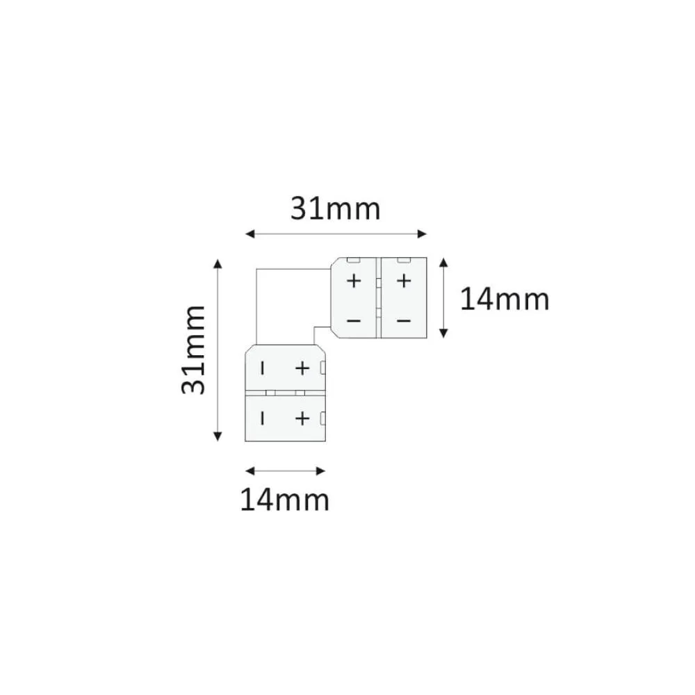 Mikrokonektor 10mm kształt L do łączenia 2 taśm le