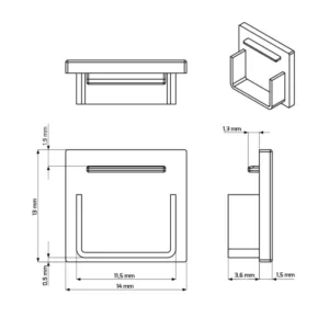 Zaślepka szara LINE/DEOLINE ver 02 13x14 mm - obrazek 2