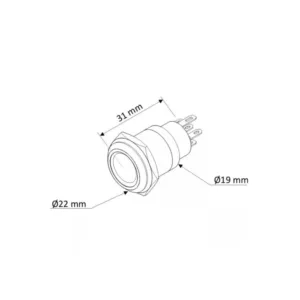 Wyłącznik wandaloodporny 19mm LED punktowy zielony - obrazek 2