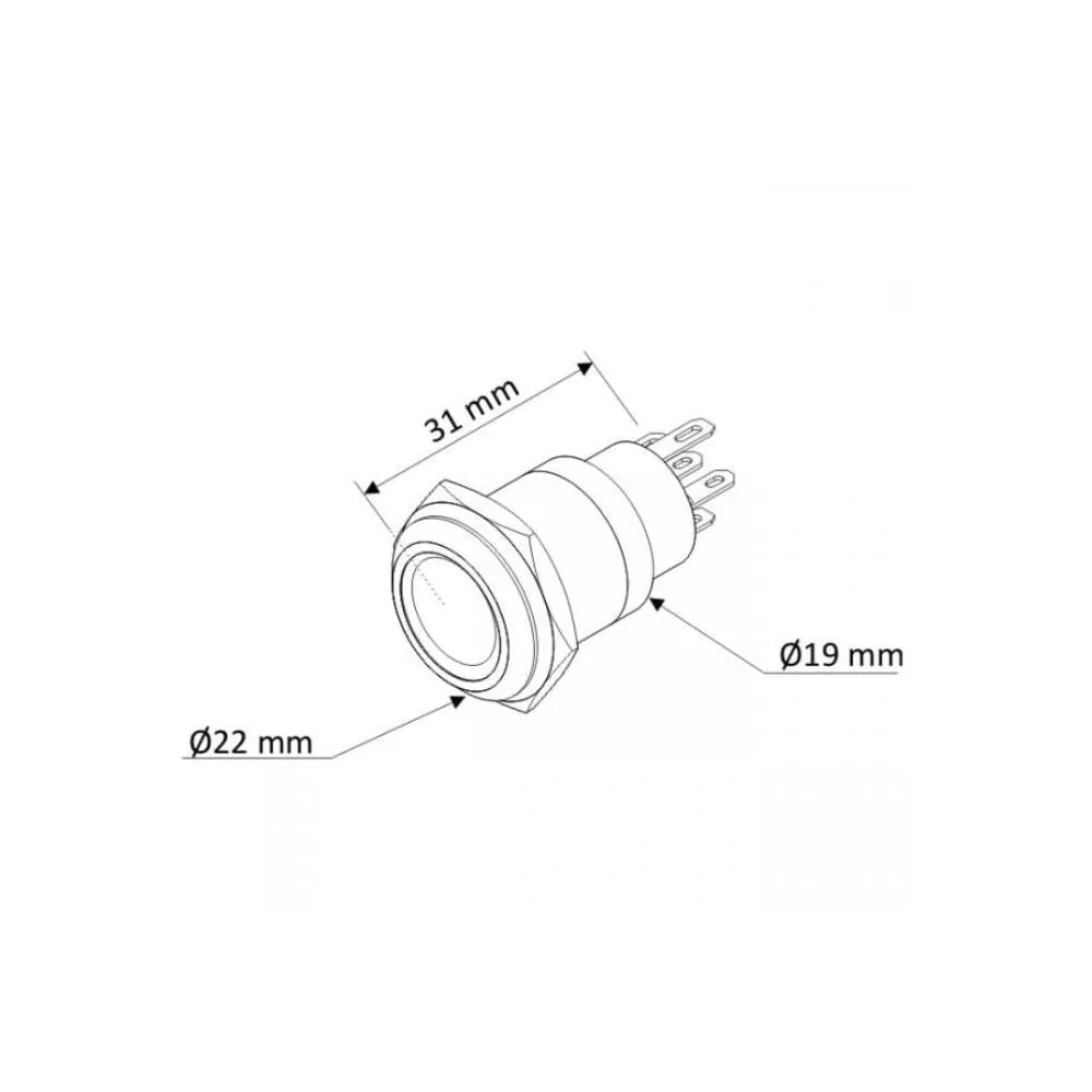 Wyłącznik wandaloodporny 19mm LED punktowy zielony