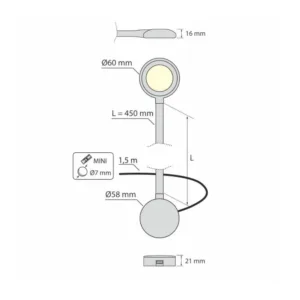 Modus TOUCH 2xUSB czarny, 2,1W 12VDC, biała ciepła - obrazek 2