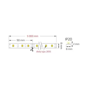 TAŚMA ROLKA COMFORT TYP 2835 IP20 60 LED/m, szer 8 - obrazek 2