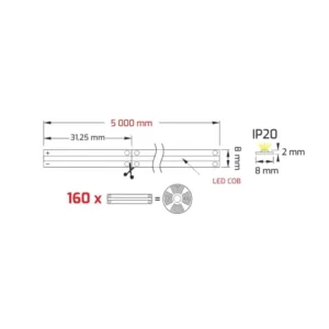 TAŚMA COB dł 5m IP20 512 LED/m szer 8mm, biała zim - obrazek 2
