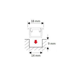 PROFIL INLINE LED 2M, WPUSZCZANY ALUMINIUM TRANSPA - obrazek 2
