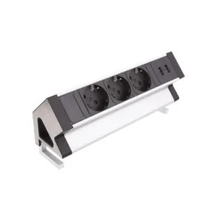 DESK BOX aluminium, 3 x gniazdo SCHUKO, 2 x USB ty