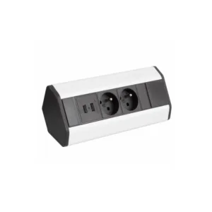 CORNER BOX aluminium 2x gniazdo z bolcem + 2xUSB,