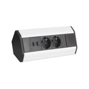 CORNER BOX aluminium 2x gniazdo schuco + 2xUSB, pr