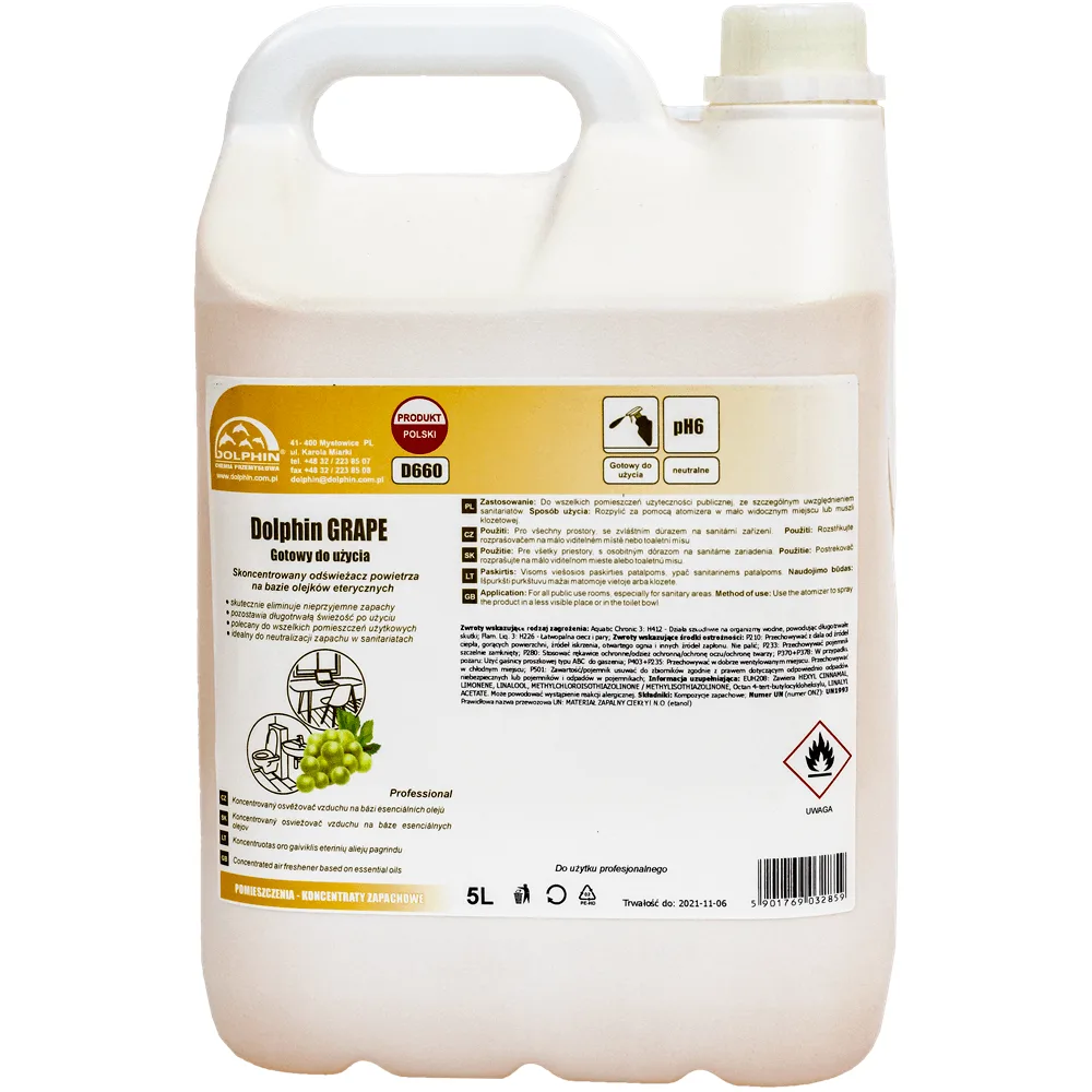 5L / 5000ml Dolphin GRAPE winogronowy intensywny skoncentrowany odświeżacz powietrza