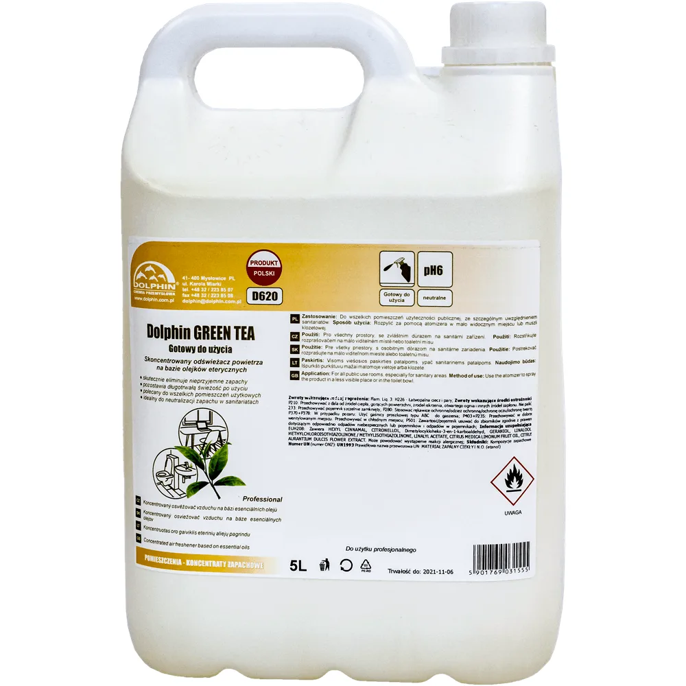 5L / 5000ml DOLPHIN GREEN TEA intensywny odświeżacz powietrza zielona herbata
