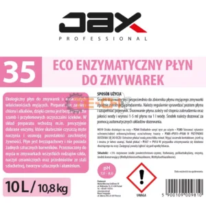 JAX35 10l ENZYMATYCZNY PŁYN DO ZMYWAREK EKOLOGICZNY - obrazek 4