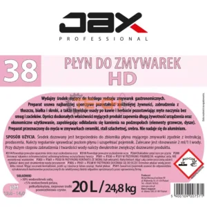 WYDAJNY PŁYN DO ZMYWAREK HD JAX38 20L - obrazek 4