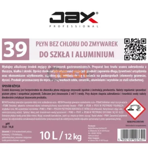 PŁYN MYJĄCY DO ZMYWAREK MEGA do szkła i aluminium JAX39 10l - obrazek 4