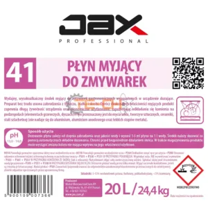 PŁYN MYJĄCY DO ZMYWAREK BISTRO BEZ CHLORU JAX41 20 l - obrazek 4