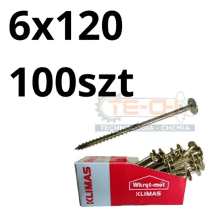 Wkręty ciesielskie WKCP łeb talerzowy TORX 6x120 100szt - obrazek 2