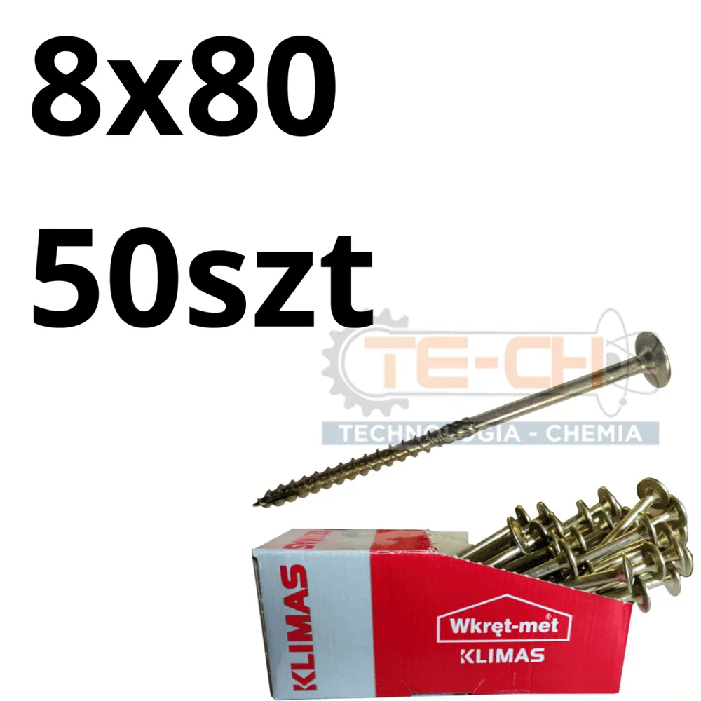 Wkręty ciesielskie do drewna 8×380 łeb talerzowy TORX WKCP-08380 50szt