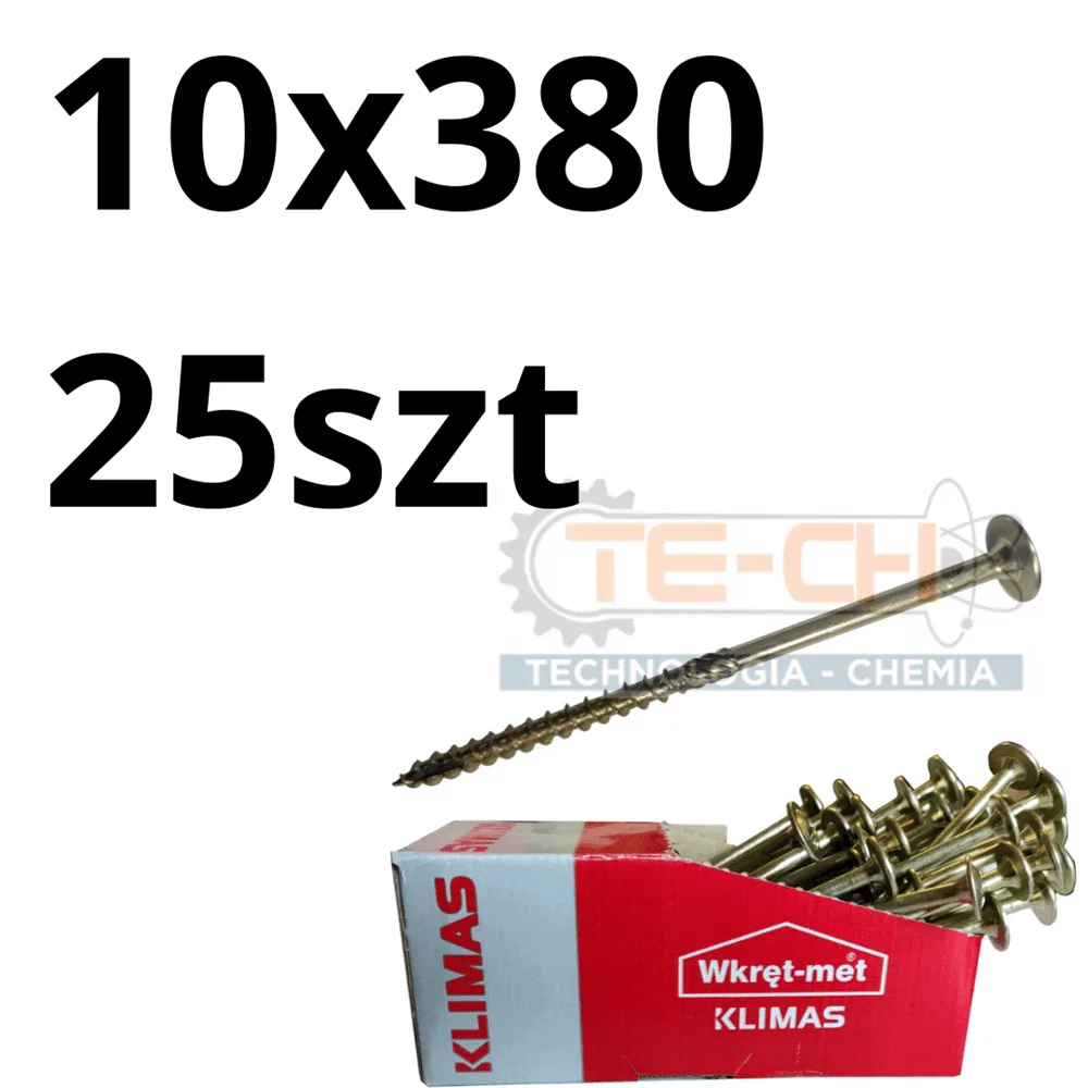 WKCP-10380 wkręty ciesielskie 10x380 hartowane łeb podkładkowy paczka 25szt