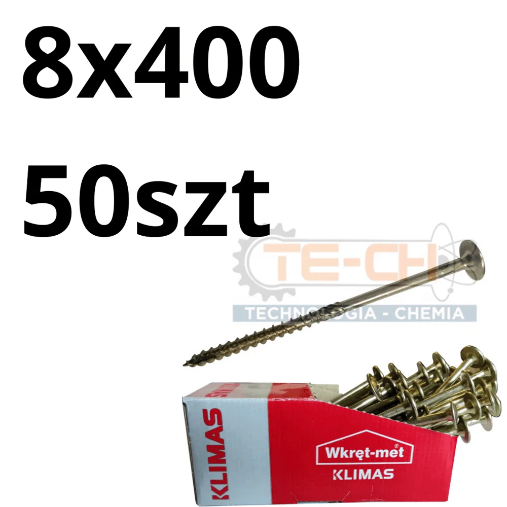 Wkręty ciesielskie do drewna 8×400 łeb talerzowy TORX WKCP-08400 50szt